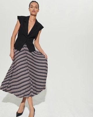 Pleated Crepe Midi Skirt