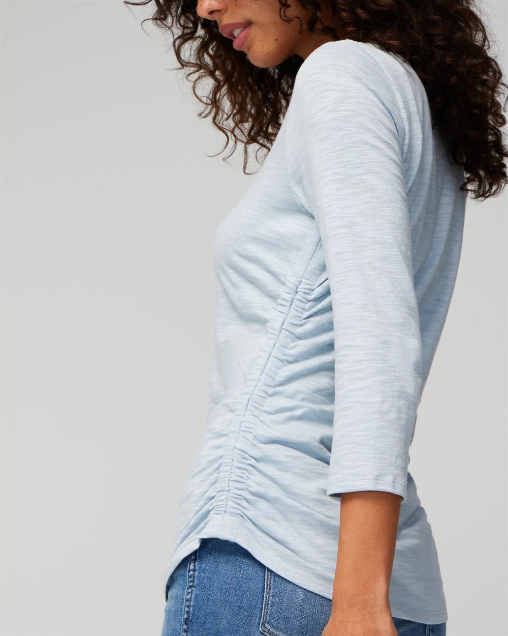 Shirred Scoop Neck Tee