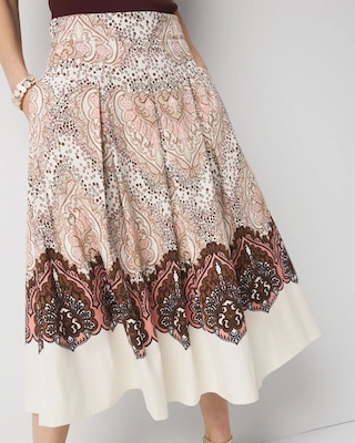 Paisley Pleated A-Line Skirt click to view larger image.