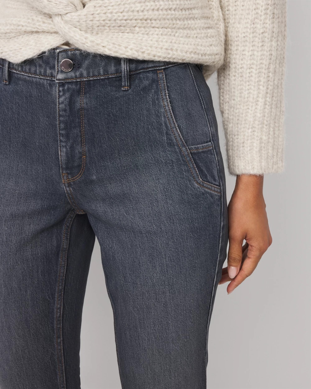 Petite Zip Hem High Rise Bootcut Jean