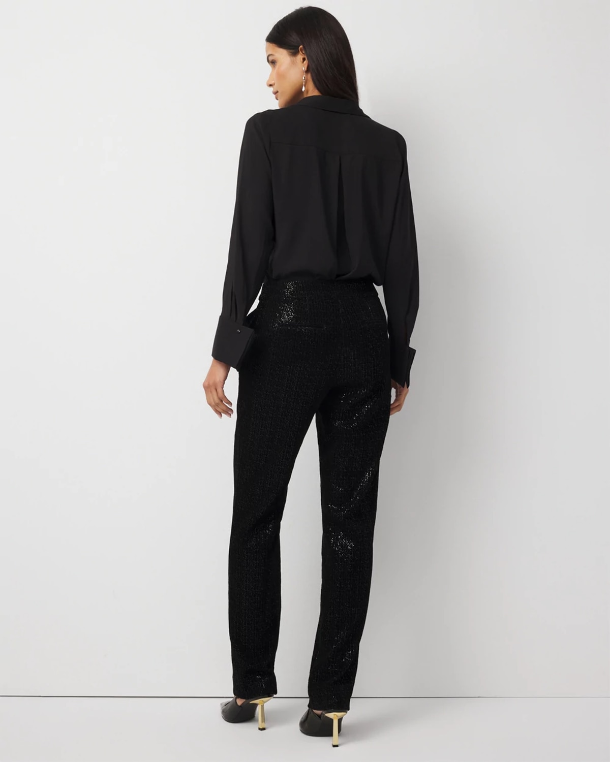 White House Black Market Zoey Sequin Velvet Straight Pants In Black