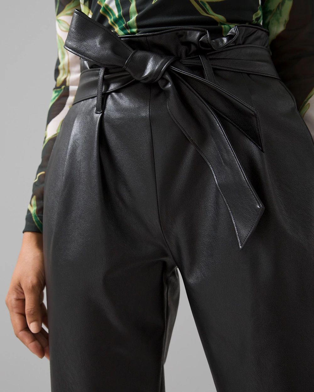 Vegan Leather Paperbag Straight Pant click to view larger image.