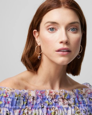 Gold Amethyst Sphere Earrings