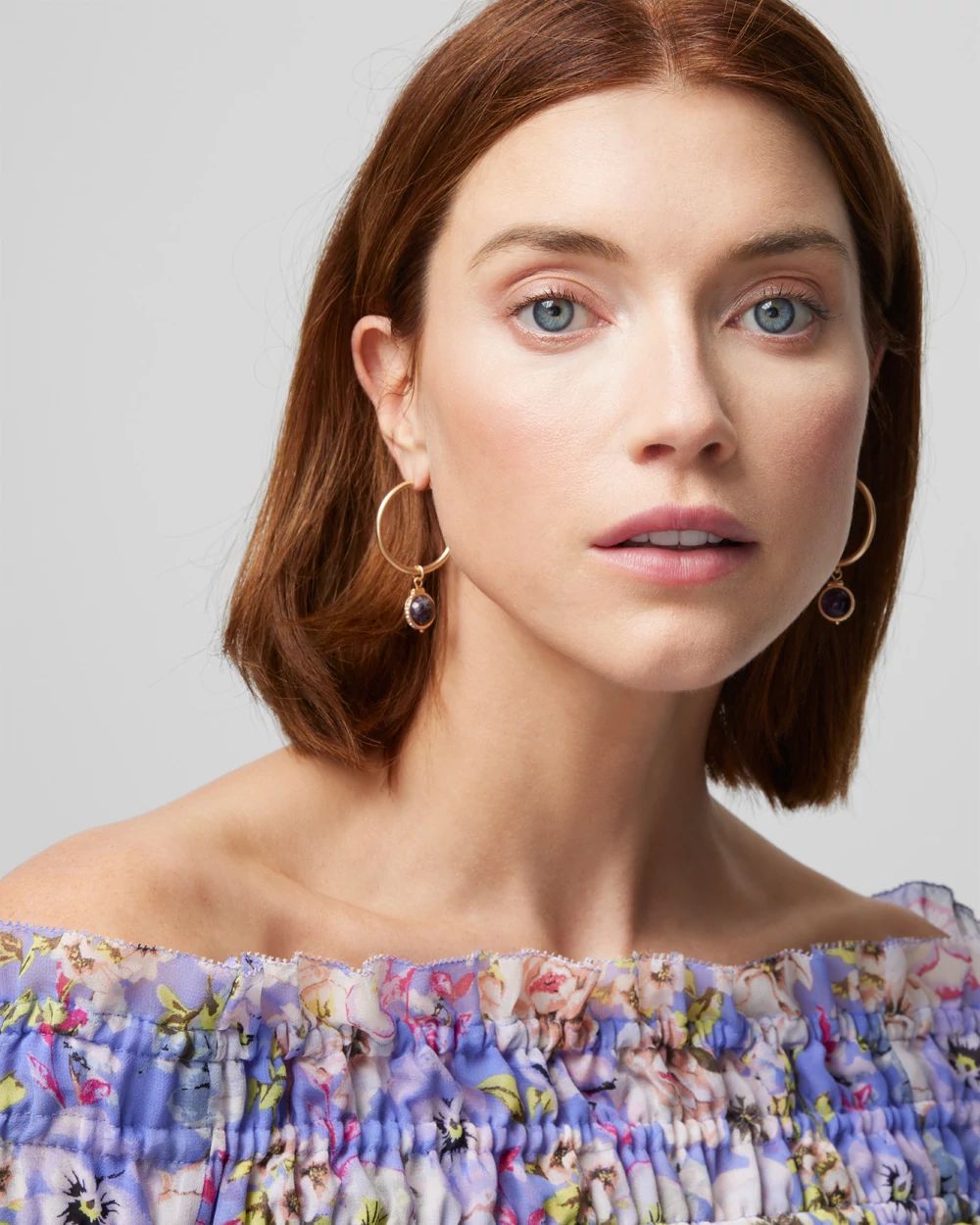 Gold Amethyst Sphere Earrings