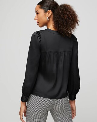 Long Sleeve Topstitch Satin Blouse click to view larger image.