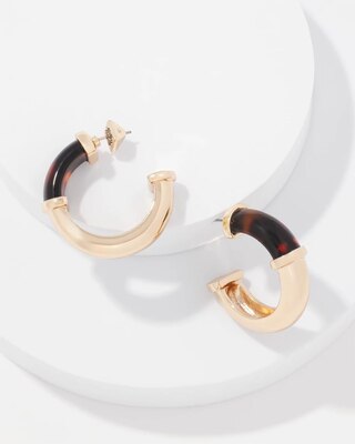 Gold and Tortoiseshell Hoop Earrings click to view larger image.