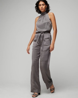 Curvy Belted Utility Wide Leg Trouser