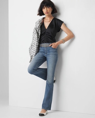 Long Sleeve Ruched Waist Poplin