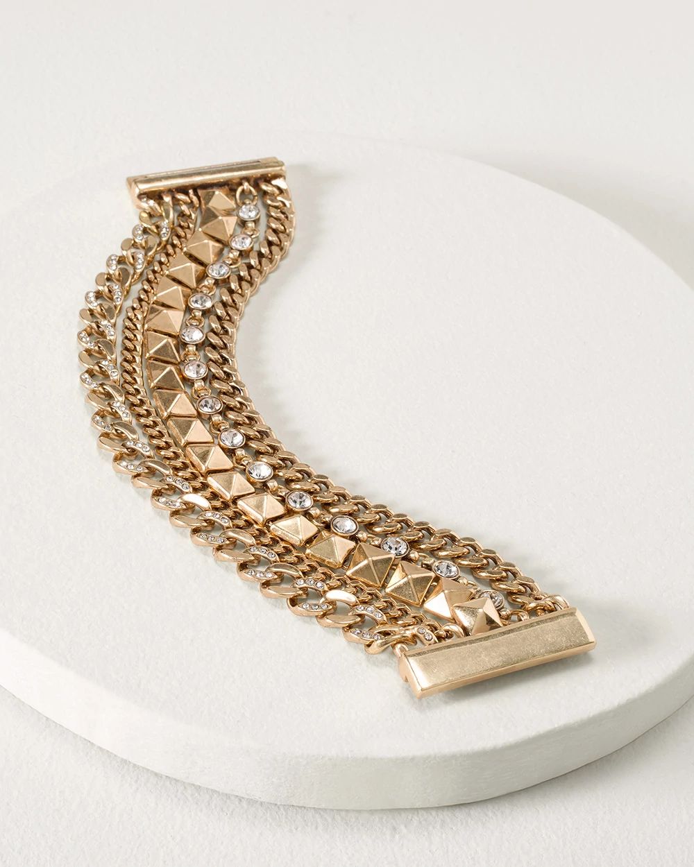 Studded Goldtone Multi-Strand Bracelet click to view larger image.