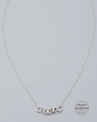 Sterling Silver Multi-Circle Pendant Necklace With Zirconia From Swarovski®
