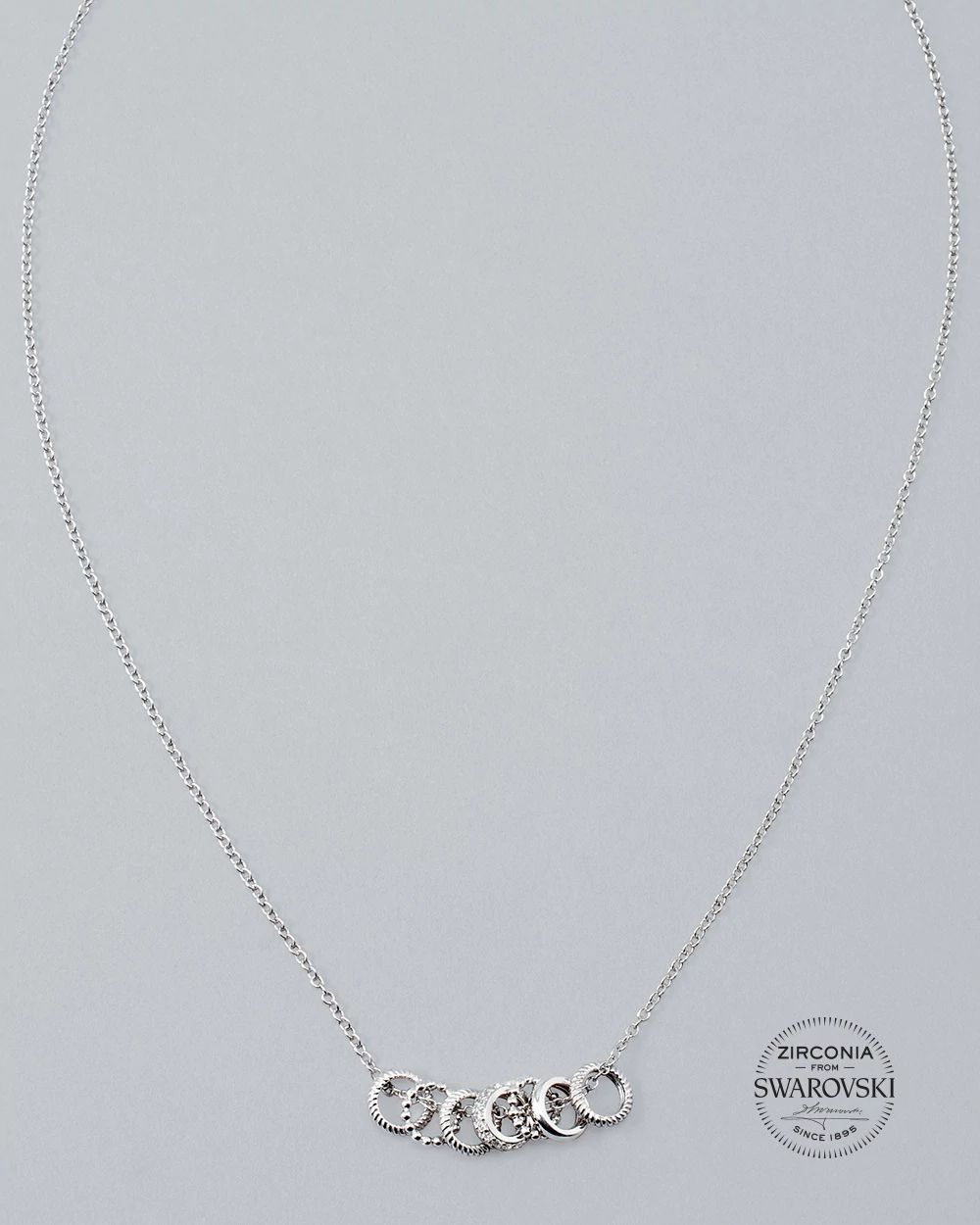 Sterling Silver Multi-Circle Pendant Necklace With Zirconia From Swarovski®