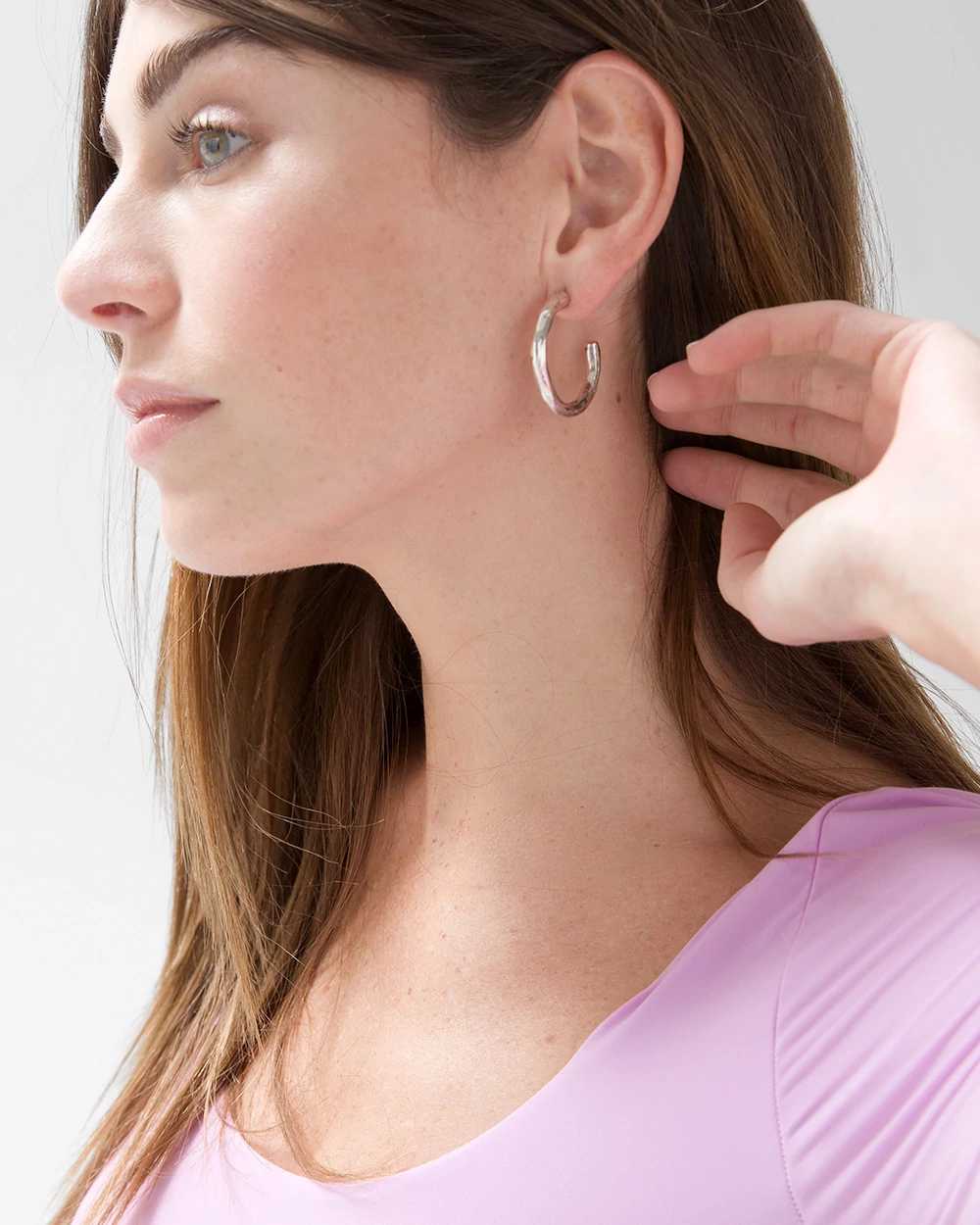 Small Silvertone Hoop Earrings