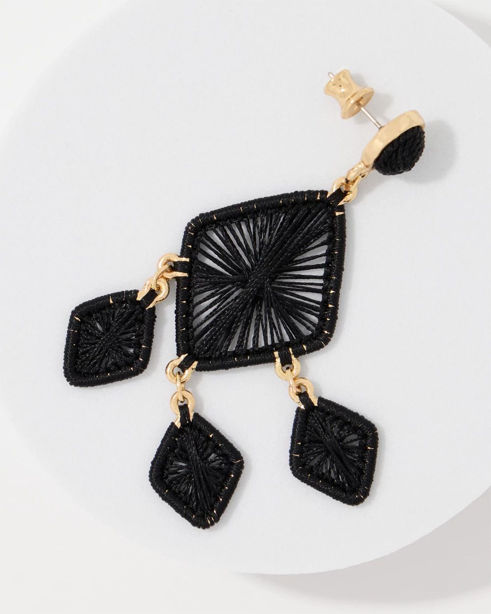 Black Raffia Chandelier Earrings click to view larger image.