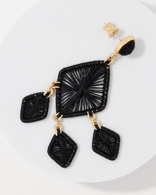Black Raffia Chandelier Earrings click to view larger image.