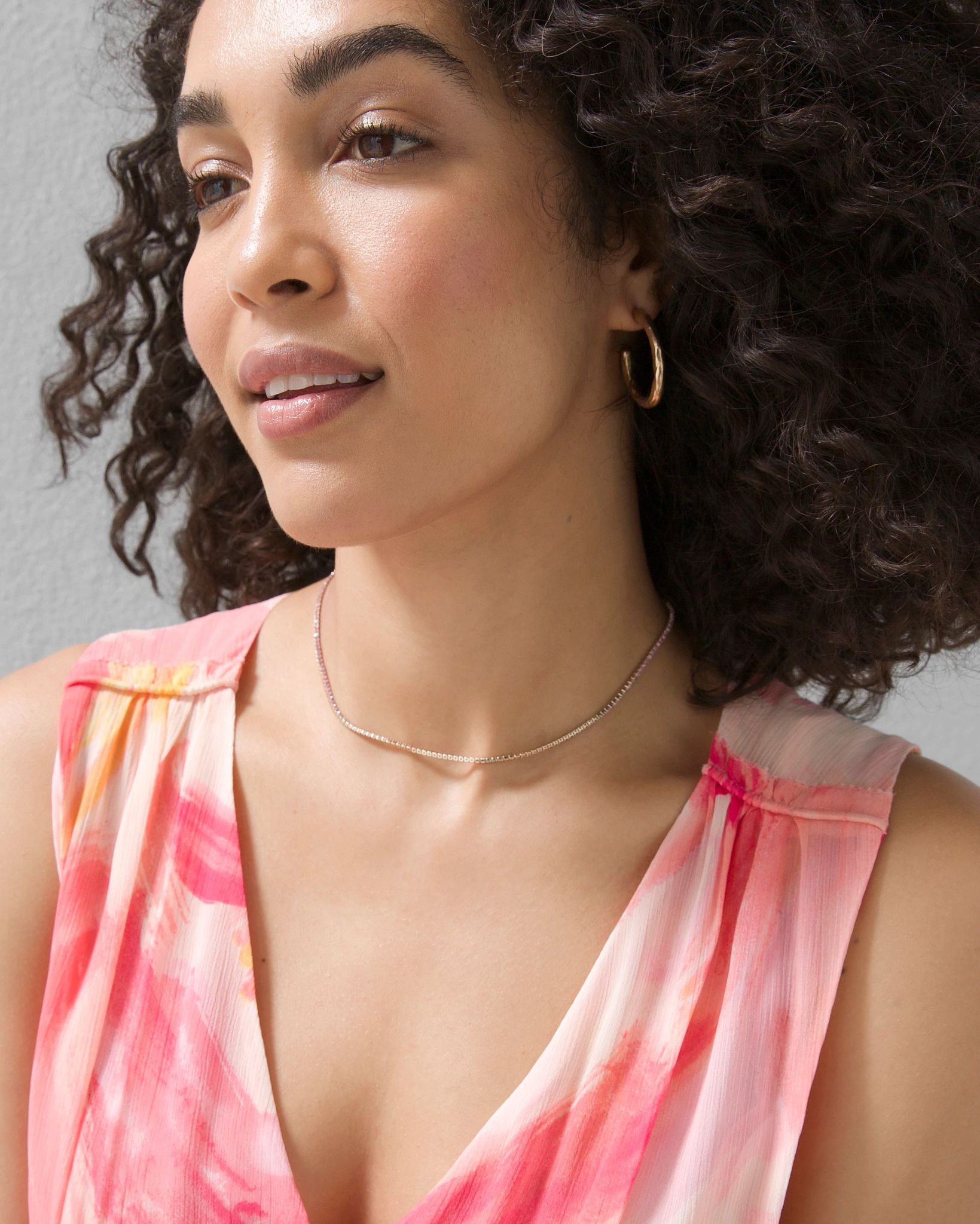 Goldtone Pink Tennis Necklace