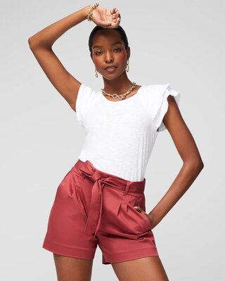 Belted Sateen Short