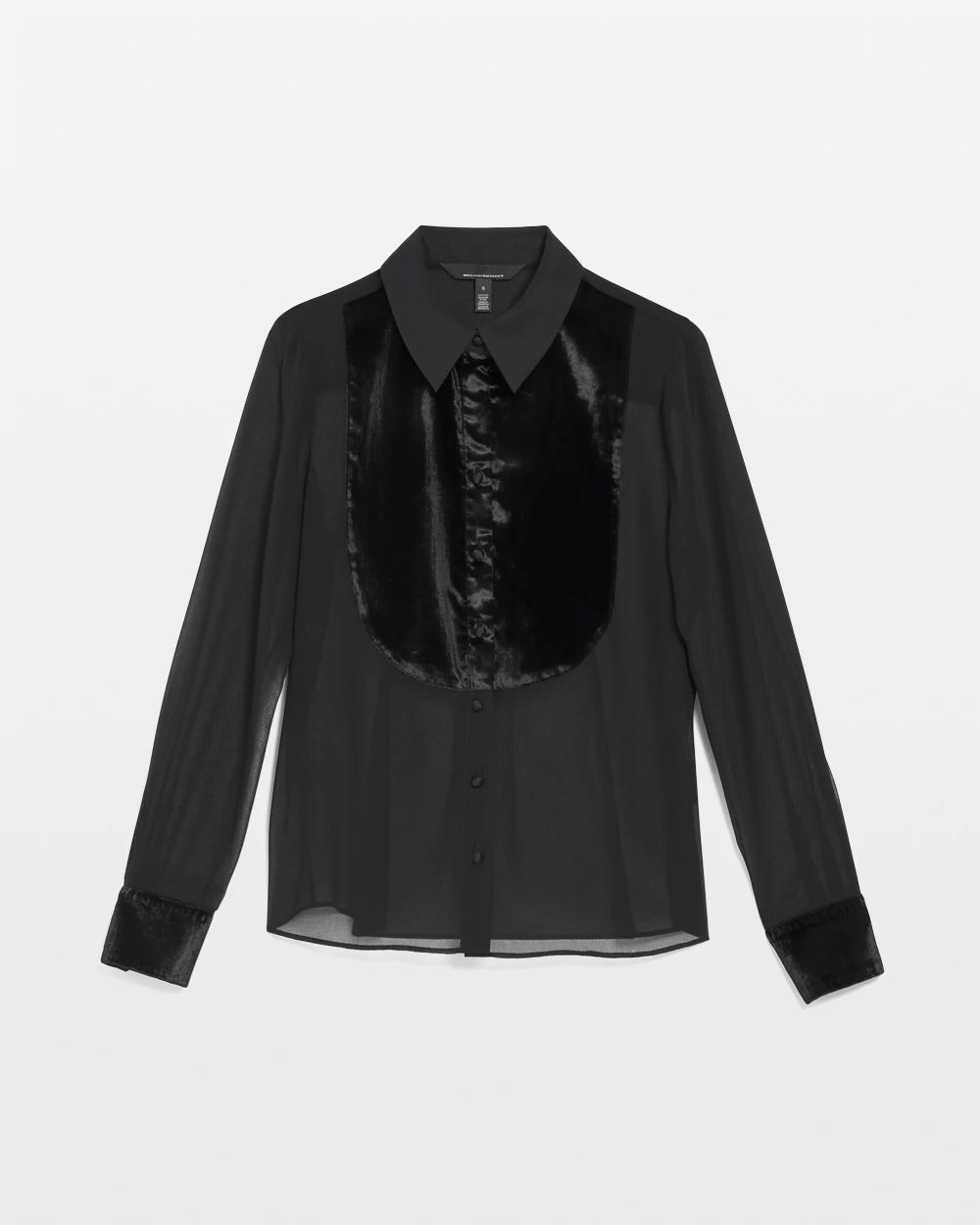 Petite Velvet & Chiffon Tuxedo Shirt