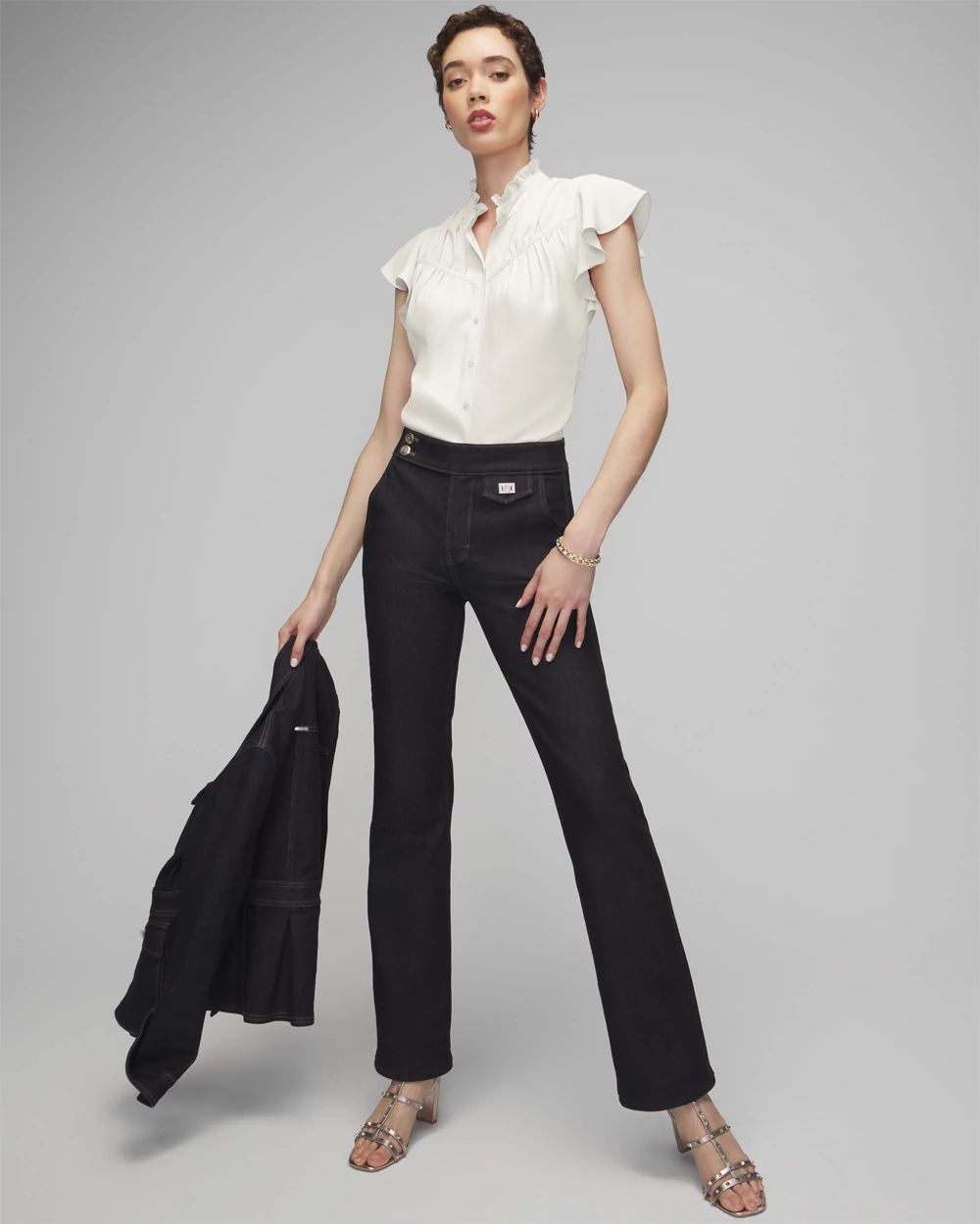 Short Sleeve Flutter Sleeve Shell Top