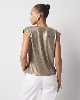 Gold Foil Braided Shoulder Tee click to view larger image.