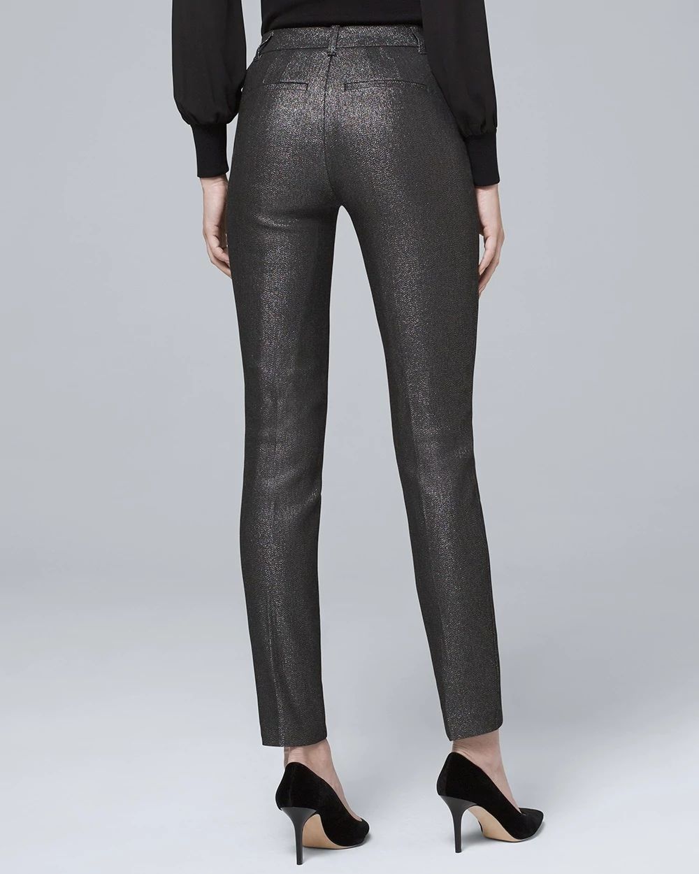 Metallic Slim Ankle Pants