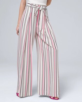 Striped Wide-Leg Side-Zip Pants