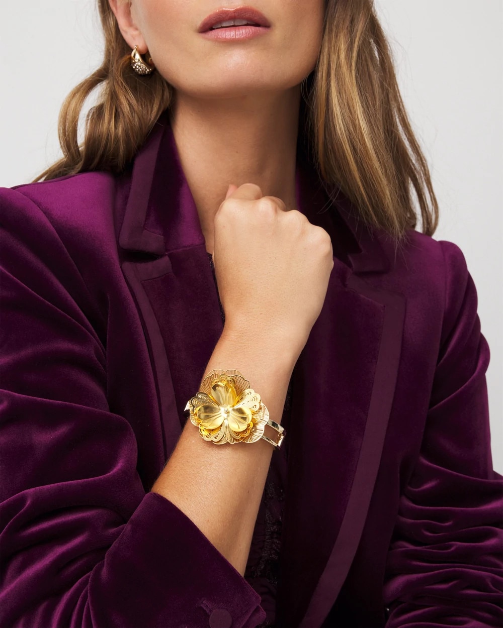 3D Floral Hinge Bracelet