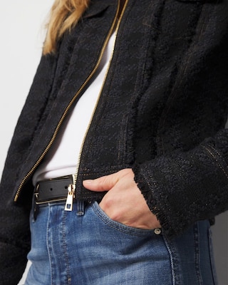 Cropped Tweed Trucker Jacket click to view larger image.