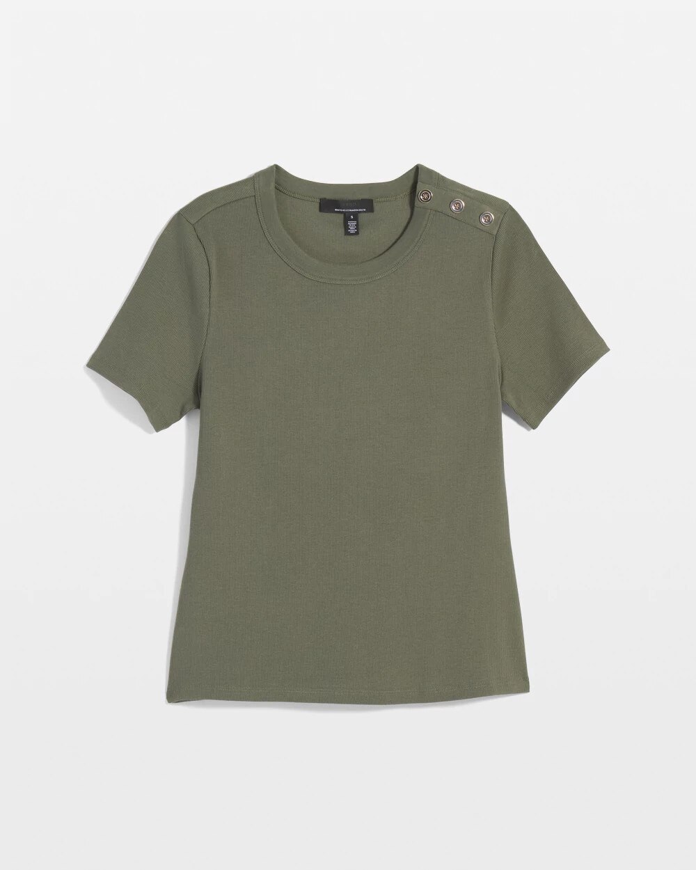 WHBM FORME  Ribbed Stretch Button Shoulder Tee - image 5
