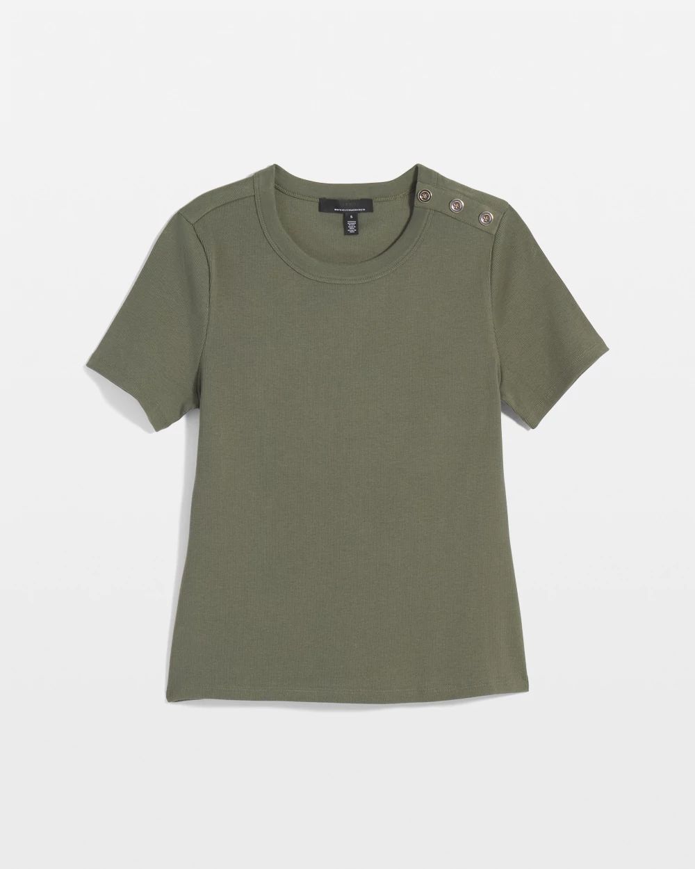 WHBM® FORME Ribbed Stretch Button Shoulder Tee