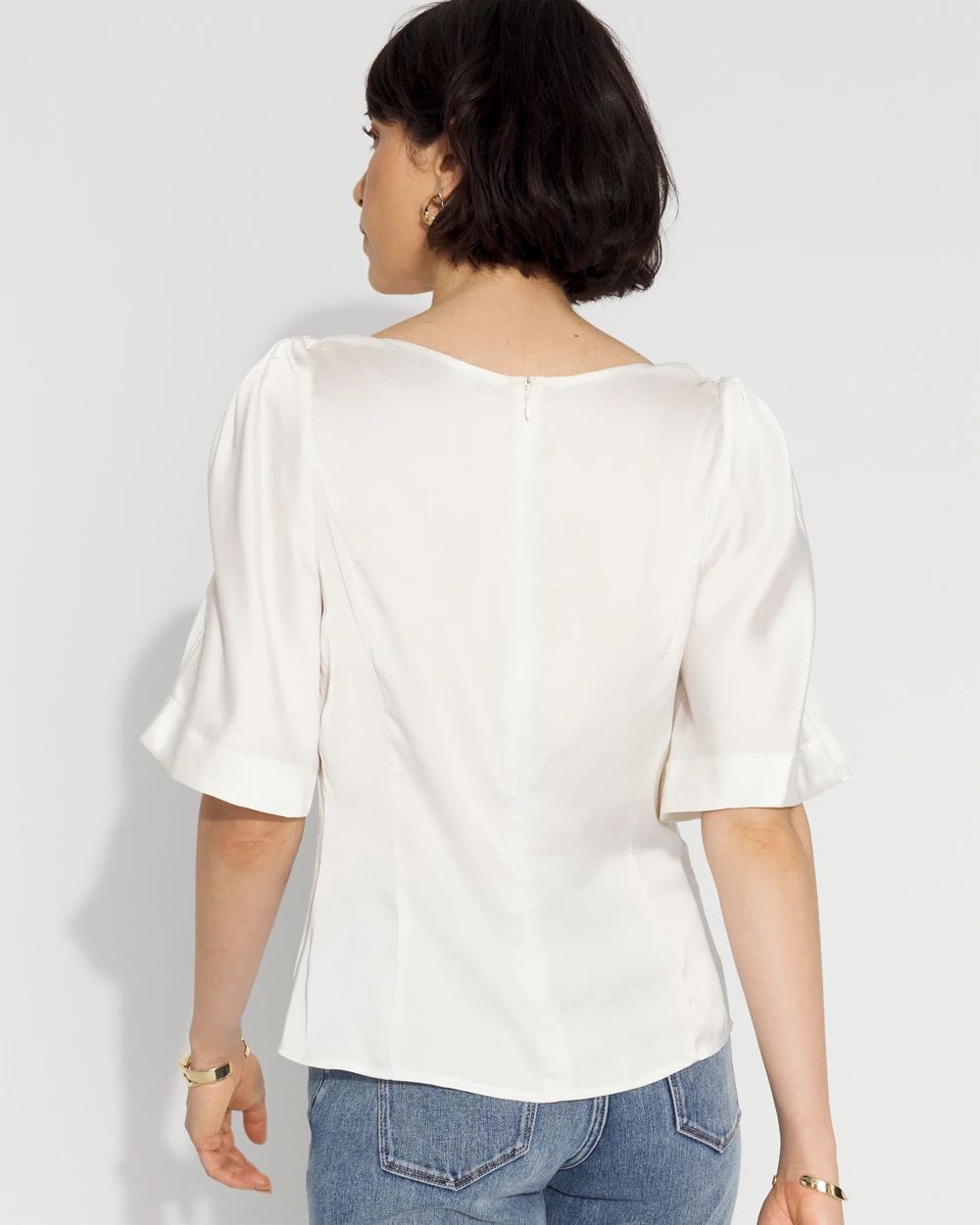 Satin Twist-Shoulder Top