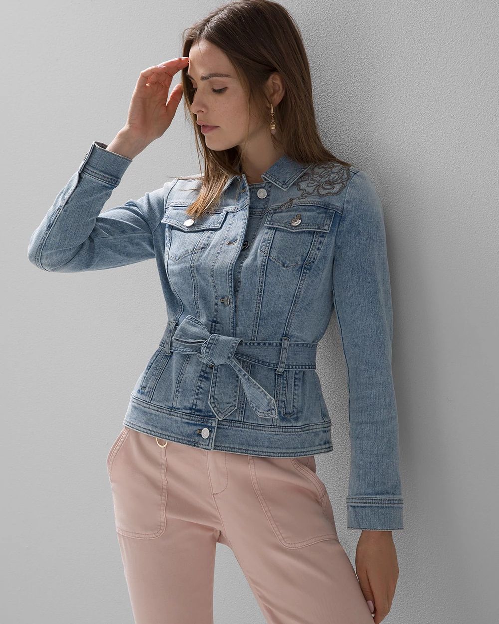 White house black market denim jacket shop