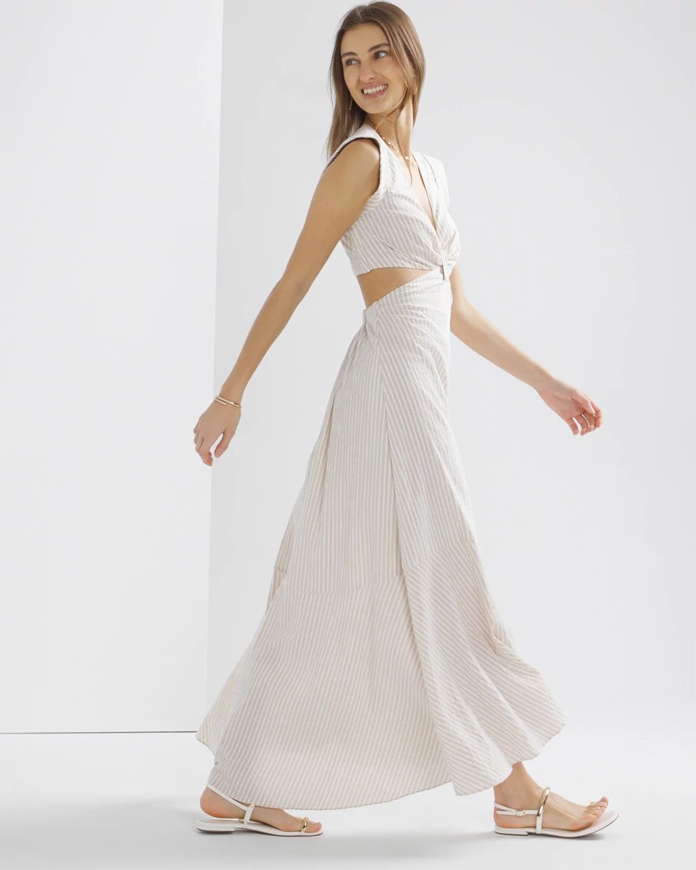 Seersucker Cutout Midi Dress click to view larger image.