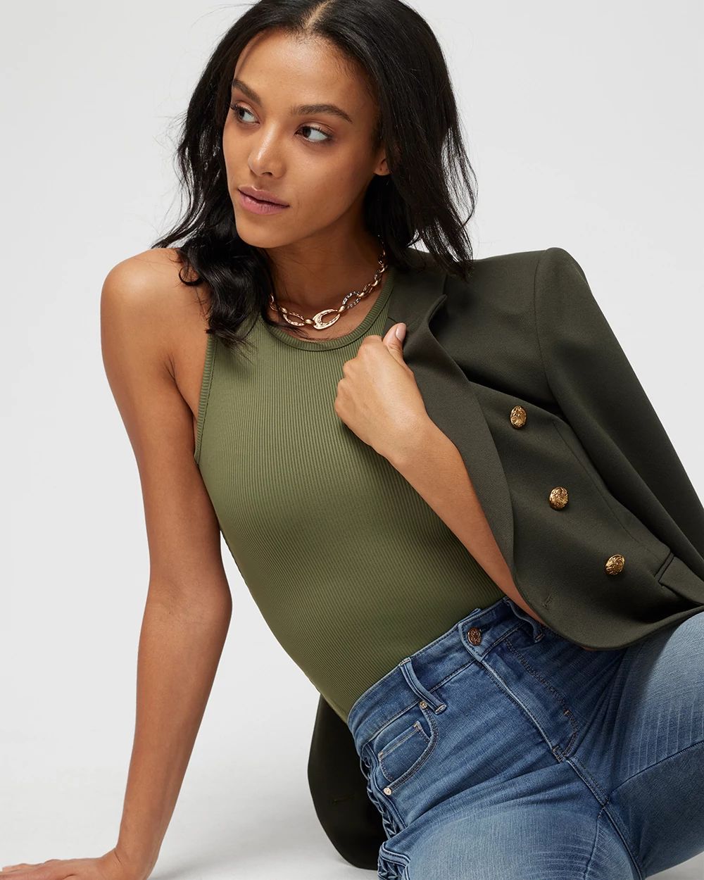 WHBM FORME™ Ribbed Stretch Tank click to view larger image.