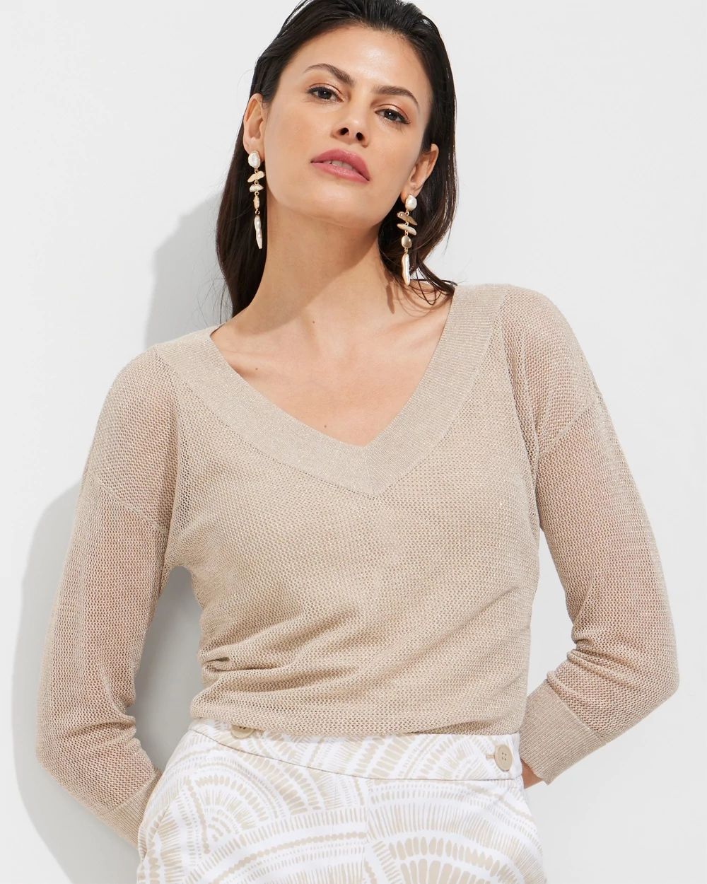 Outlet WHBM 3/4-Sleeve V-Neck Pullover