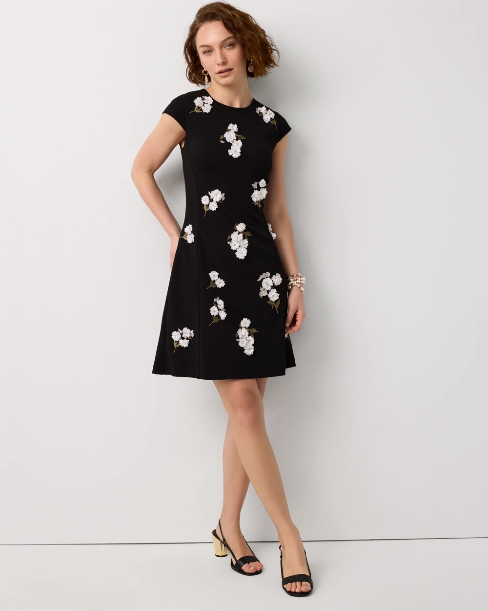 Petite Floral Applique Mini Dress