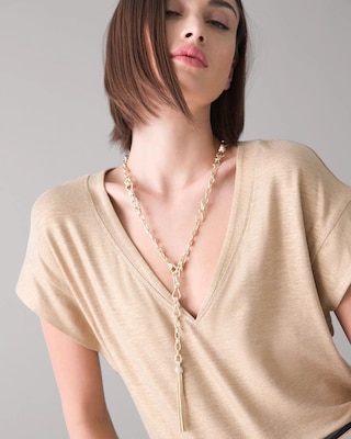 Goldtone & Crystal Convertible Necklace