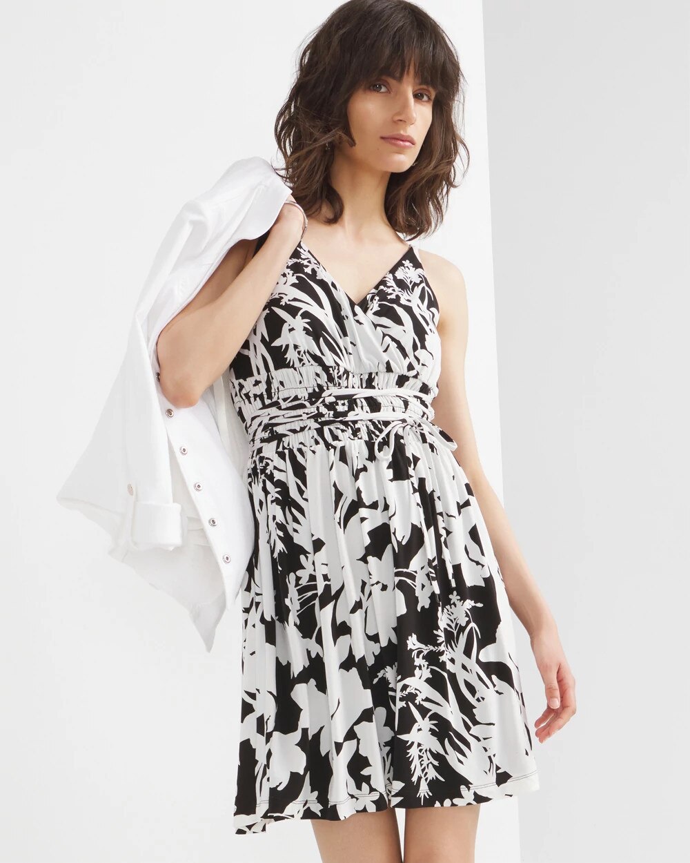 Printed Tie-Waist Mini Dress