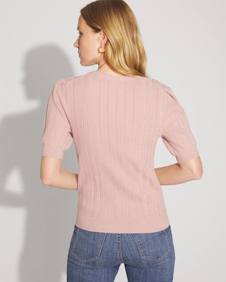 Pointelle Puff Sleeve Sweater click to view larger image.