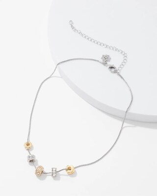 Mixed Metal Crystal Rings Short Necklace