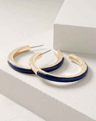 Navy and Goldtone Hoop Earrings click to view larger image.
