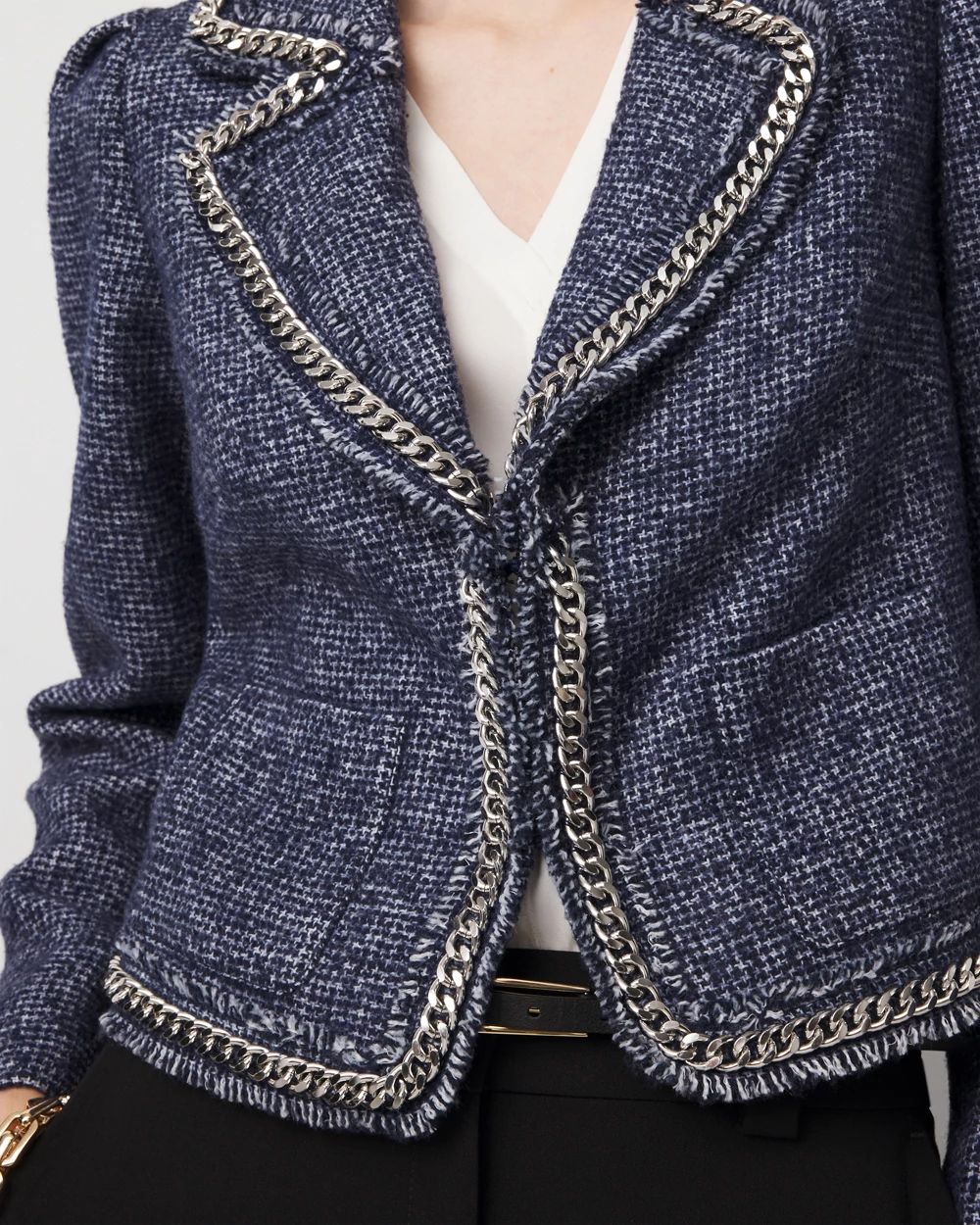 Petite Chain Trim Tweed Jacket click to view larger image.
