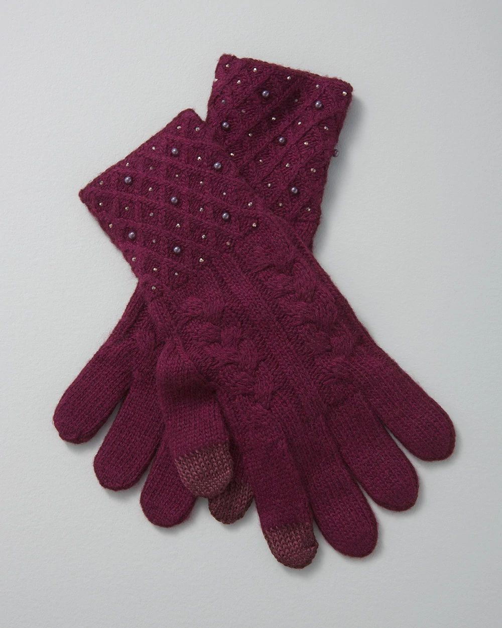 Faux Pearl Embellished Gloves