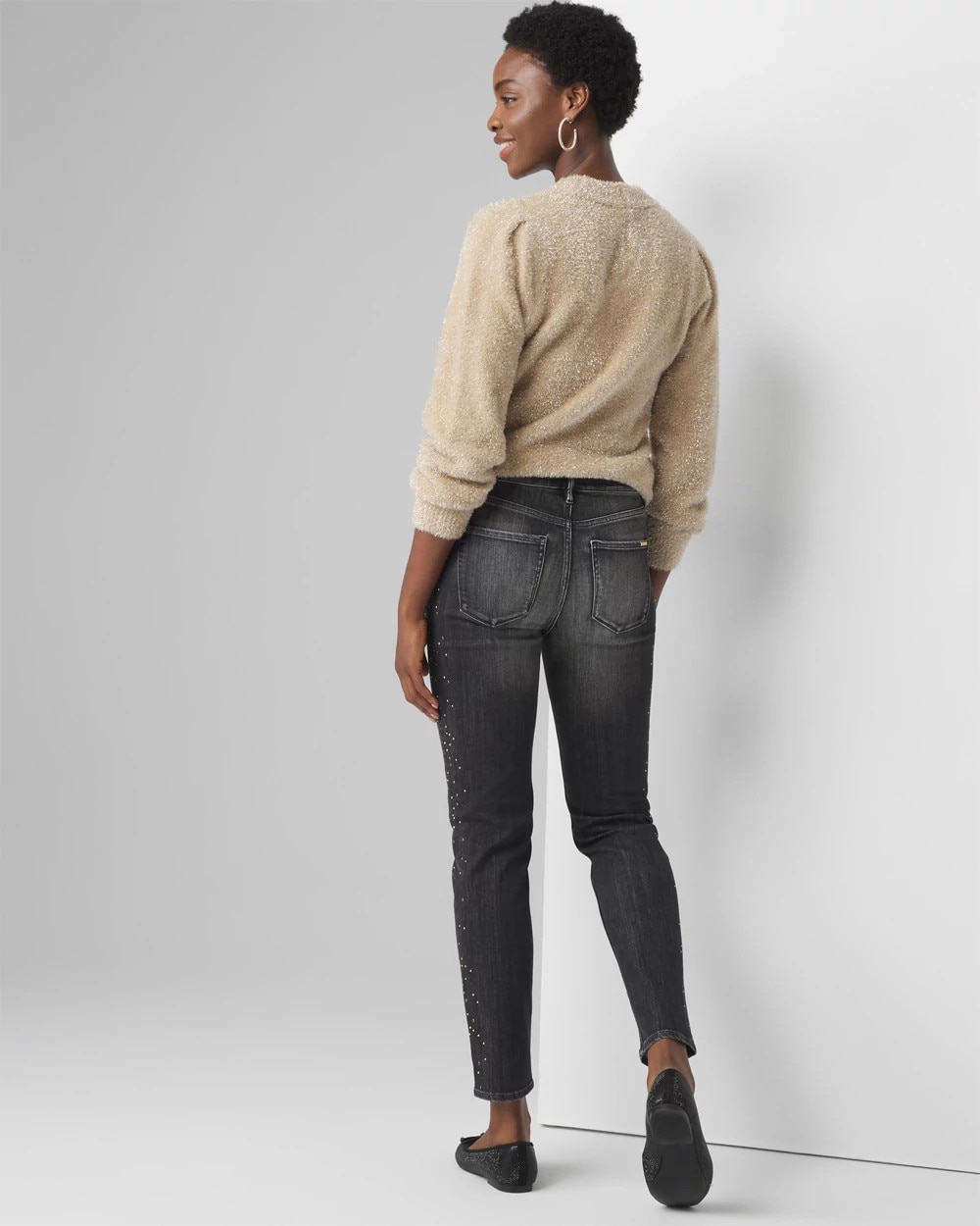 High-Rise Embellished Slim Ankle Jeans