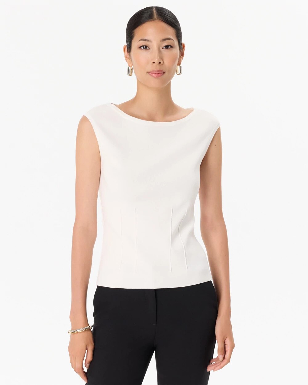 Boat Neck Cap Sleeve Pullover