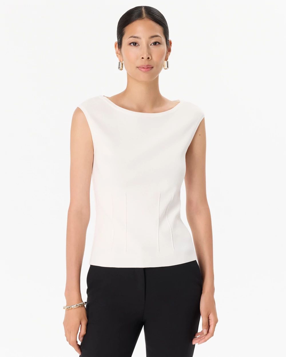 Boat Neck Cap Sleeve Pullover