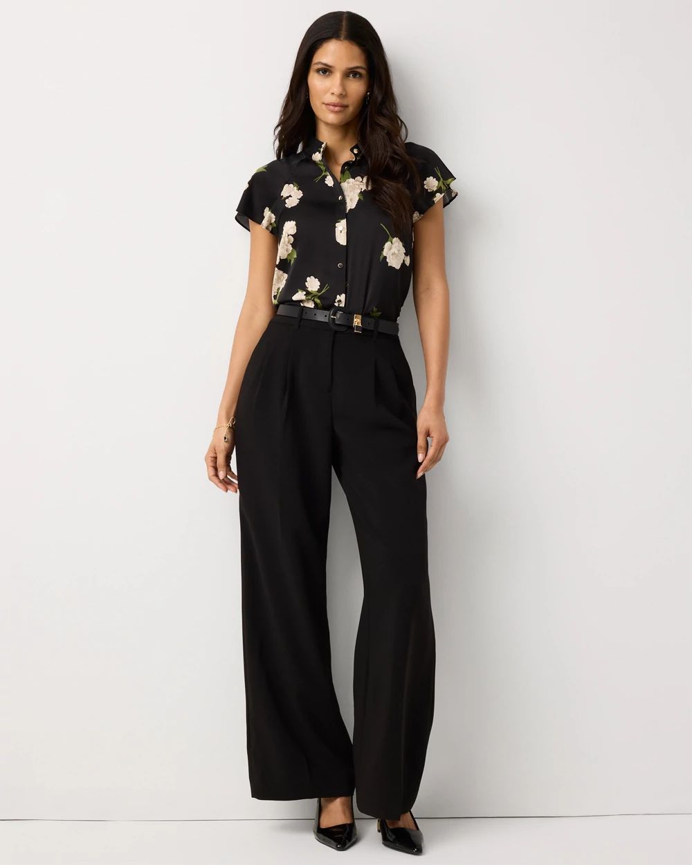 Pleated Wide Leg Pant
