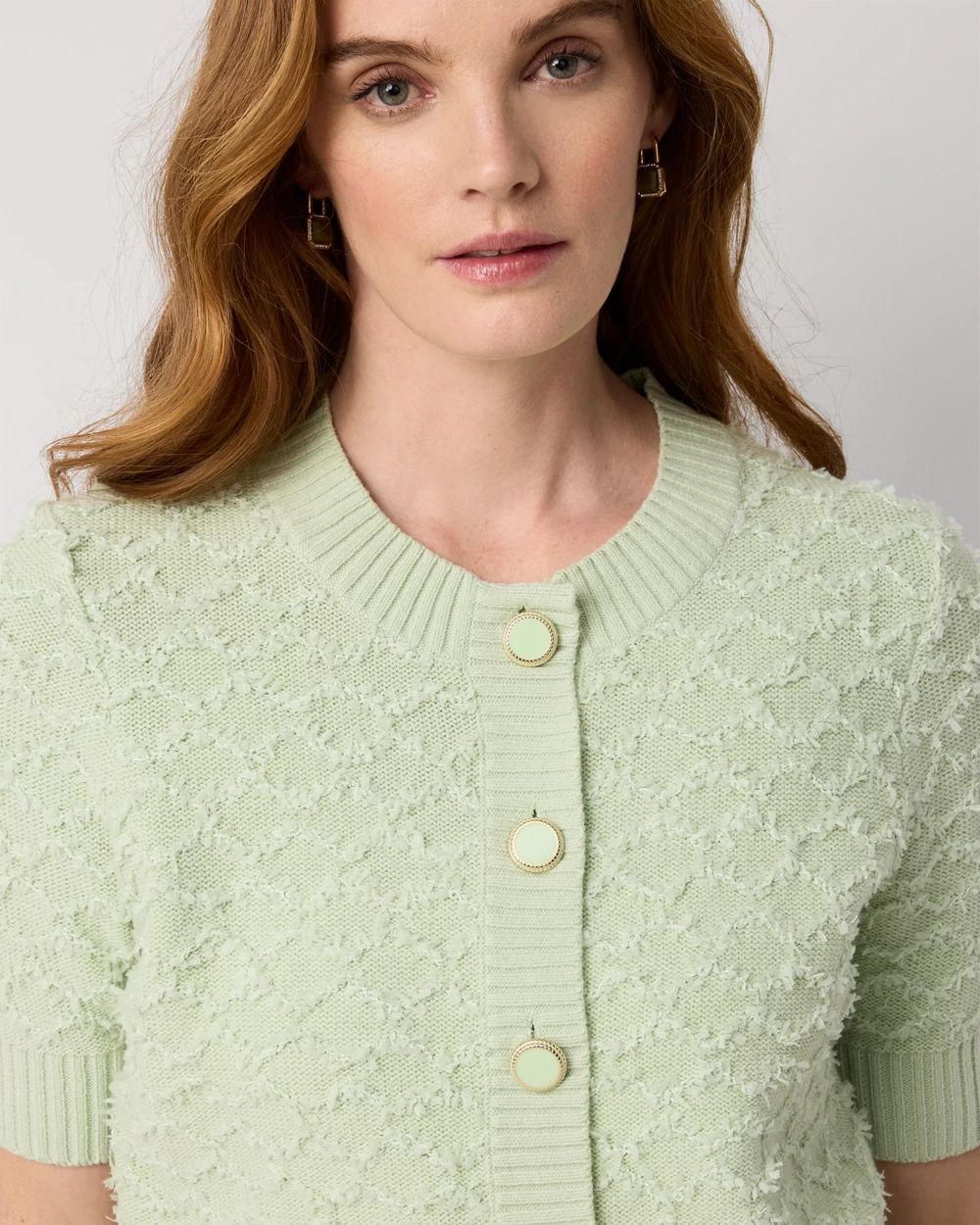 Petite Bouclé Elbow Sleeve Cardigan