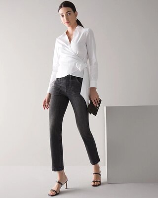 Curvy High-Rise Patch Pocket Straight Crop Jeans