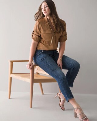 Curvy High-Rise Everyday Soft Denim™ Studded Cropped Jeans