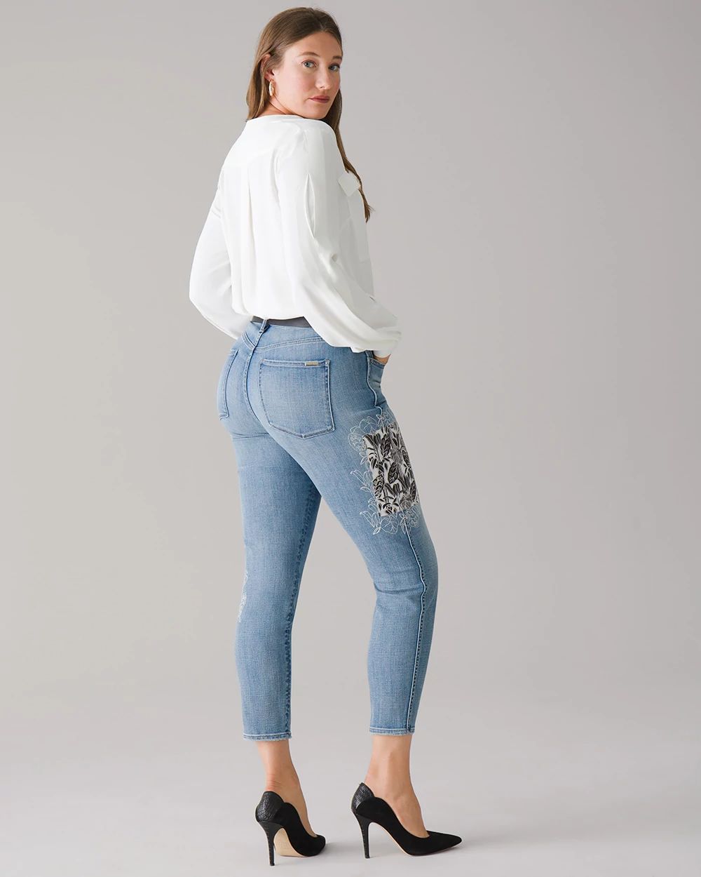 High-Rise Everyday Soft Denim™ Patchwork Straight Jeans click to view larger image.